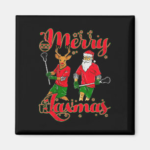 Merry Laxmas Christmas Lacrosse Player Reindeer Sa Magnet