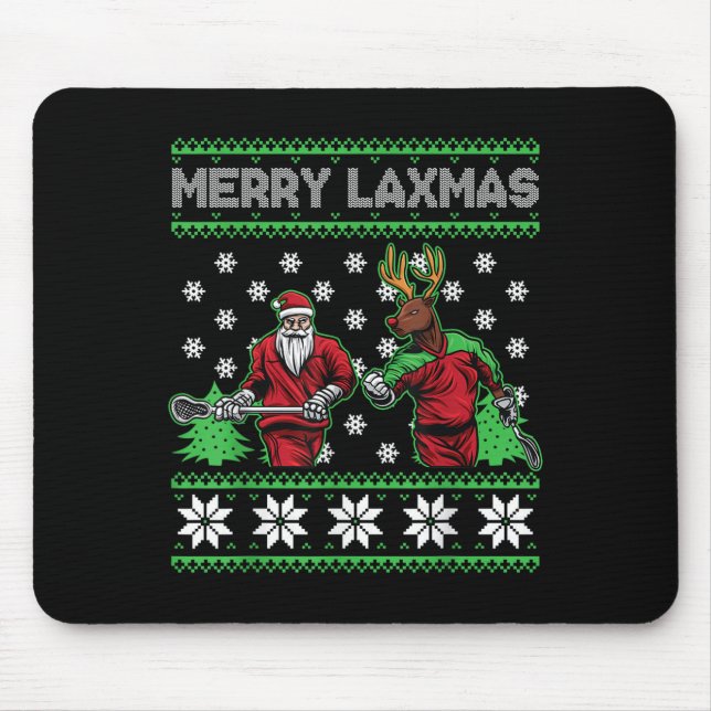 Merry Laxmas Funny Christmas Lacrosse Player Holid Mouse Mat (Front)