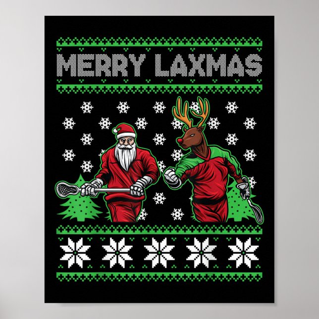 Merry Laxmas Funny Christmas Lacrosse Player Holid Poster (Front)