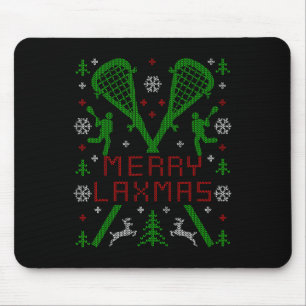Merry Laxmas Funny Lacrosse Ugly Christmas Sweater Mouse Mat