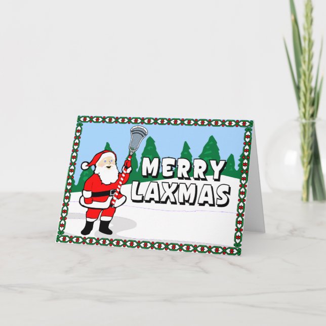 Merry Laxmas Lacrosse Cards! Holiday Card (Front)