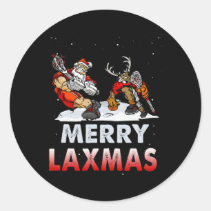 Merry Laxmas-ugly Christmas Lacrosse Santa Reindee Classic Round Sticker