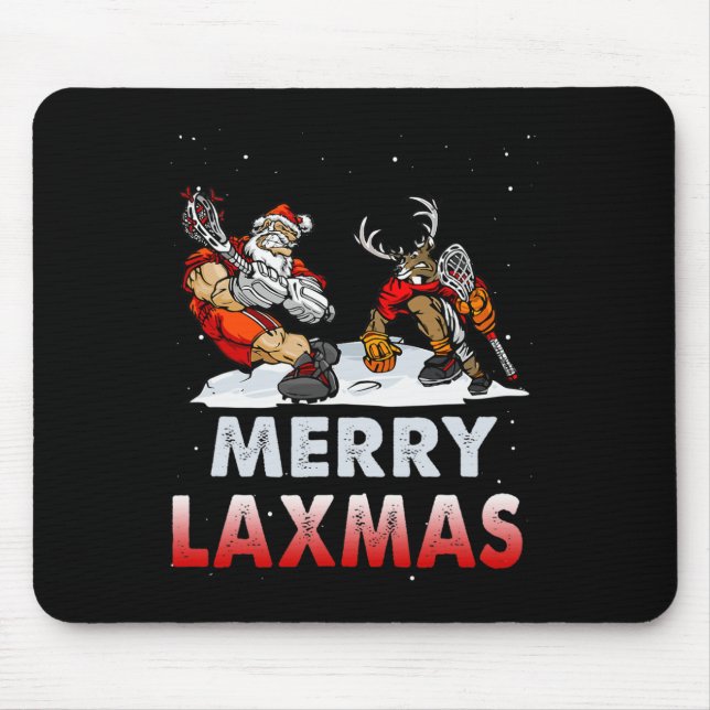 Merry Laxmas-ugly Christmas Lacrosse Santa Reindee Mouse Mat (Front)