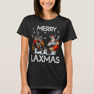 Merry LAXMAS Ugly Christmas Lacrosse Santa Reindee T-Shirt
