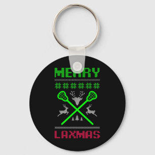 Merry Laxmas Ugly Design Lacrosse Christmas Key Ring