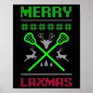 Merry Laxmas Ugly Design Lacrosse Christmas Poster