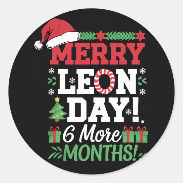 Merry Leon Day Noel Ckwards Funny Christmas Countd Classic Round Sticker (Front)