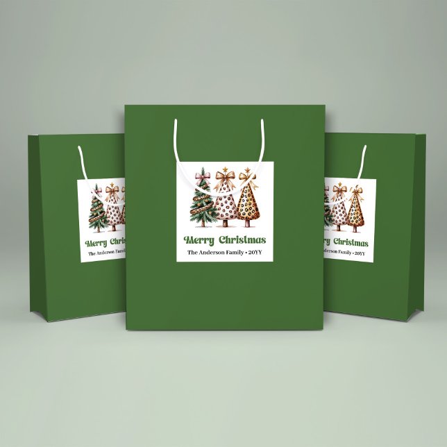 Merry Leopard Christmas Tree Gift Bag Custom Name (Merry Leopard Christmas Tree Gift Bag Custom Name)