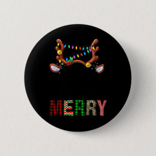 Merry leopard pajama women messy bun reindeer chri 6 cm round badge
