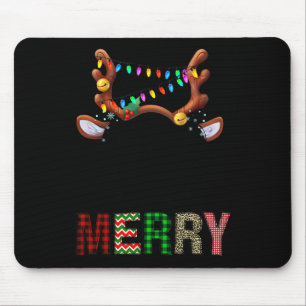 Merry Leopard Pajama Women Messy Bun Reindeer Chri Mouse Mat