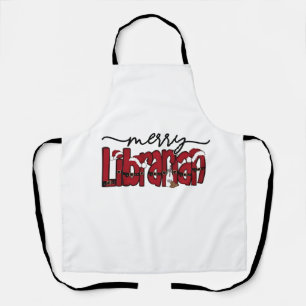 Merry Librarian Christmas Book Lover Library  Apron