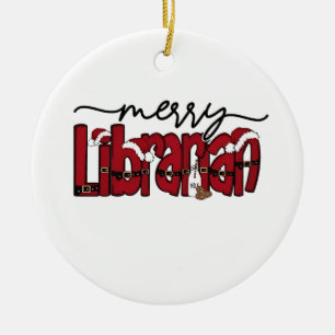 Merry Librarian Christmas Book Lover Library  Ceramic Tree Decoration