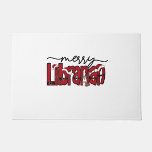 Merry Librarian Christmas Book Lover Library Doormat