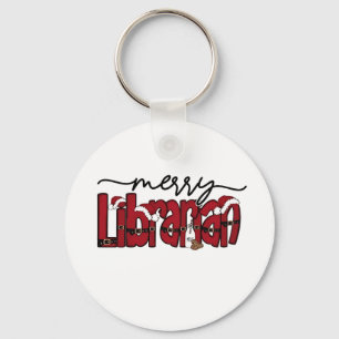 Merry Librarian Christmas Book Lover Library Key Ring