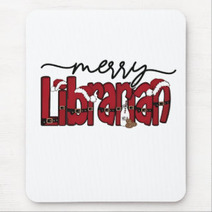 Merry Librarian Christmas Book Lover Library Mouse Mat