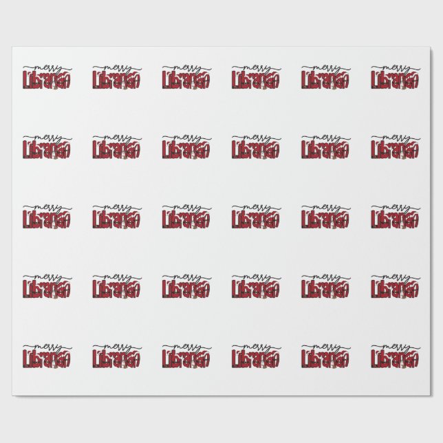 Merry Librarian Christmas Book Lover Library  Wrapping Paper (Flat)