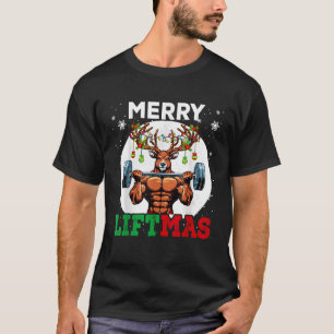 Merry Liftma s Christmas Reindeer Weightlifting Gy T-Shirt