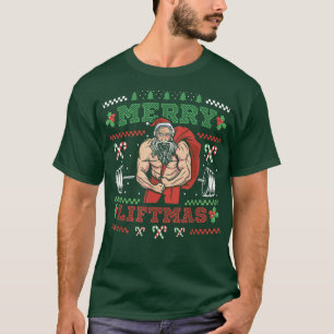 Merry Liftmas Bodybuilder Santa Powerlifting T-Shirt