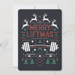 Merry Liftmas Christmas Gym Santa Ugly Xmas Invitation