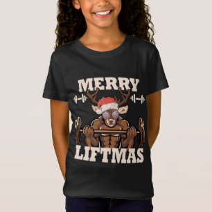 Merry Liftmas Christmas Gym Workout Santa Reindeer T-Shirt