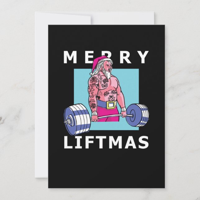 Merry Liftmas Christmas Weightlifting Bodybuilding Invitation (Front)