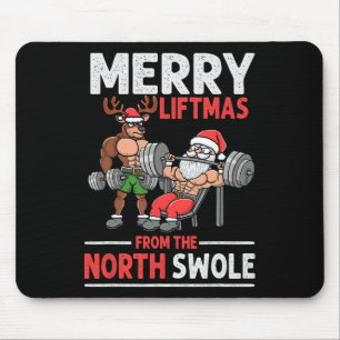 Merry Liftmas From North Swole Muscle Santa Weight Mouse Mat