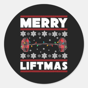 Merry Liftmas Fun Christmas Gym Workout Fitness Gi Classic Round Sticker