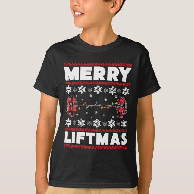 Merry Liftmas Fun Christmas Gym Workout Fitness Gi T-Shirt (Front)