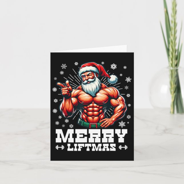 Merry Liftmas Funny Christmas Bodybuilder Gym  Card (Front)