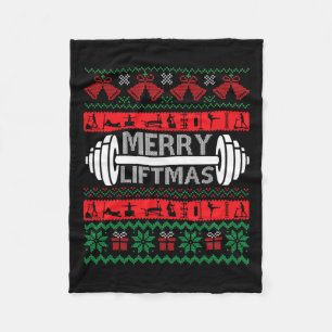 Merry Liftmas Funny Christmas Gym Fleece Blanket