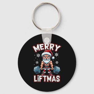 Merry Liftmas Funny Santa Claus Workout Gym Fitnes Key Ring