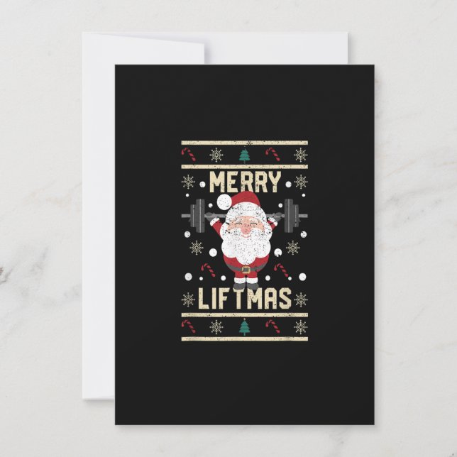Merry Liftmas Lifting Christmas Santa Claus Gym Wo Invitation (Front)