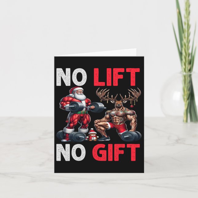 Merry Liftmas Muscle Santa Weightlifting Xmas Body Card (Front)