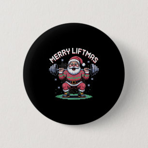 Merry Liftmas Santa Claus Barbell Squat Xel Retro  6 Cm Round Badge