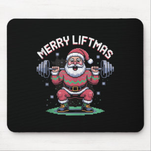 Merry Liftmas Santa Claus Barbell Squat Xel Retro Mouse Mat