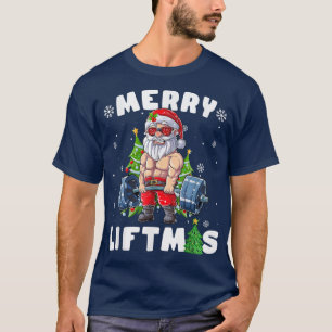 Merry Liftmas Santa Weightlifting Fitness Gym Chri T-Shirt