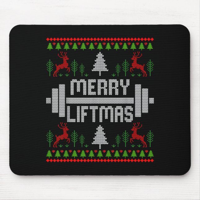 Merry Liftmas - Trainer Ugly Style Christmas  Mouse Mat (Front)