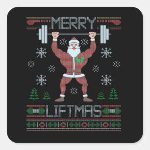 Merry Liftmas Ugly Christmas Gym Workout Square Sticker