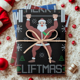Merry Liftmas Ugly Christmas Gym Workout Wrapping Paper Sheet