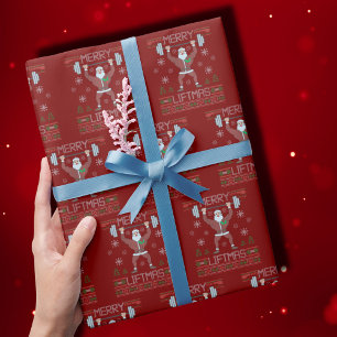 Merry Liftmas Ugly Christmas Red Wrapping Paper