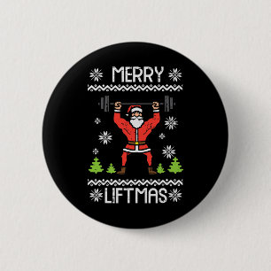 Merry Liftmas Ugly Christmas Xmas Workout Gym Body 6 Cm Round Badge