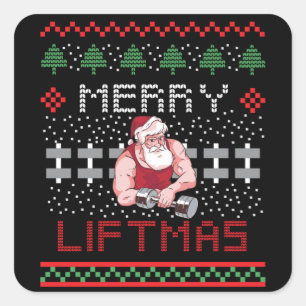 Merry Liftmas Ugly Cristmas Design Square Sticker