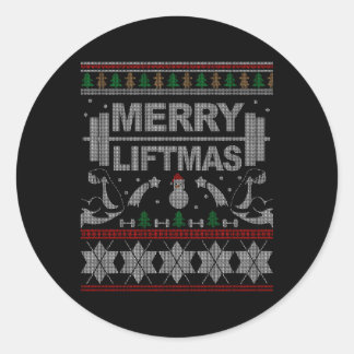 Merry Liftmas Ugly For Bodybuilder Classic Round Sticker