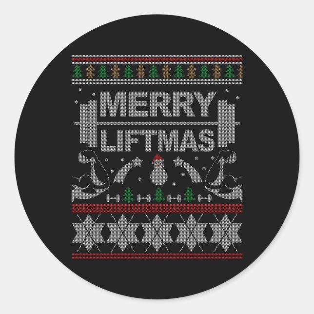 Merry Liftmas Ugly For Bodybuilder Classic Round Sticker (Front)