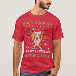 Merry Liftmas Weightlifting and Beagle Dog Ugly Sw T-Shirt