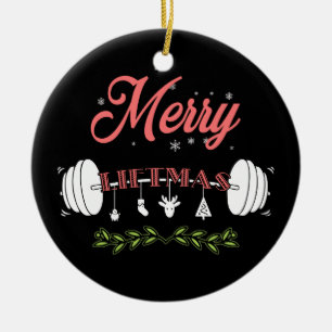 Merry Liftmas Weightlifting Christmas Ceramic Tree Decoration