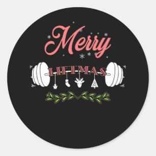 Merry Liftmas Weightlifting Christmas Classic Round Sticker