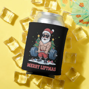 Merry Liftmas Weightlifting Santa Fitness Gym Can Cooler