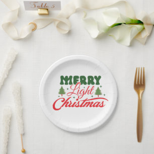 Merry Light Christmas Paper Plate