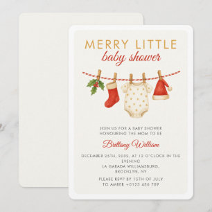 Merry Little Baby Clothesline Baby Shower  Invitation